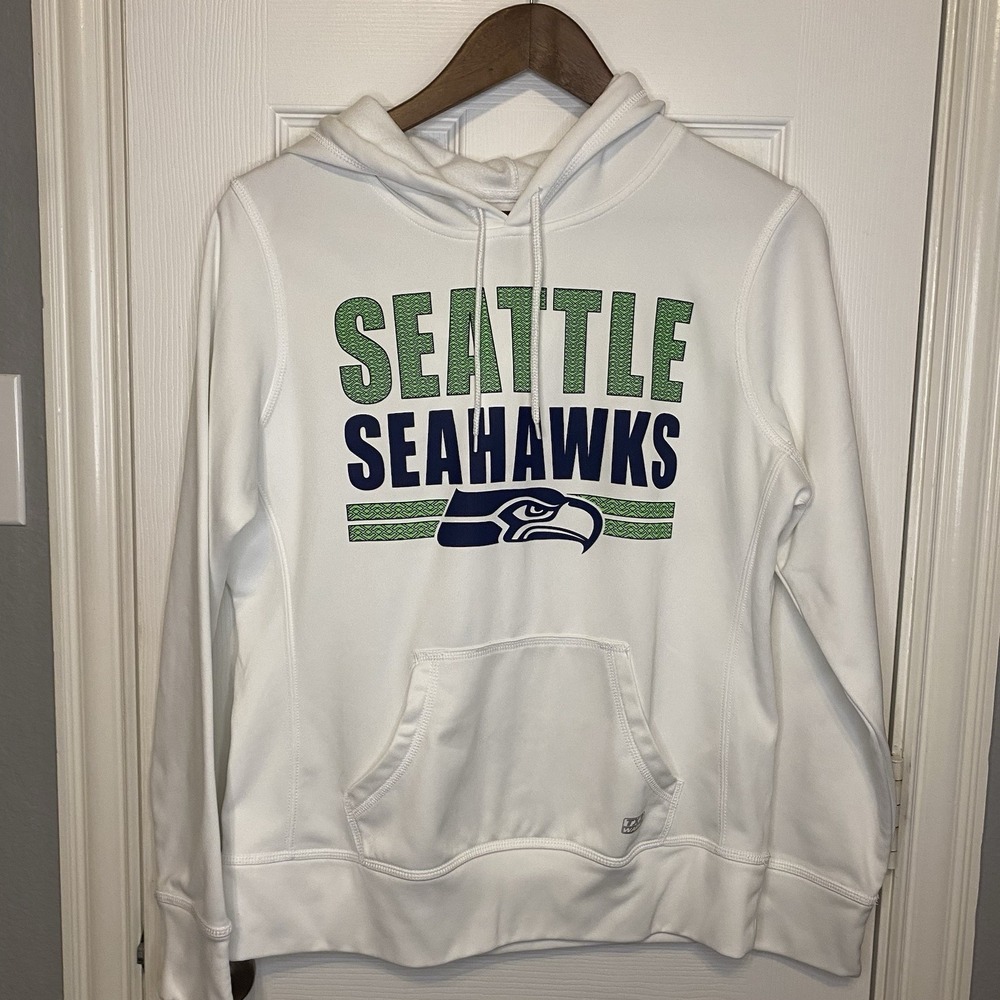 NFL‎ Seattle Seahawks Sweatshirt Boys Medium Pullover Hoodie Top Logo White Kids